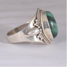 Malachite ring, gemstone ring, sterling silver ring